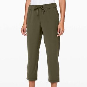 Lululemon Pants Womens 12 Olive Green On‎ The Fly Crop Stretch Sweat Wicking